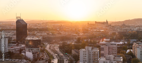 Obraz na płótnie Charming sunset over Krakow w salonie