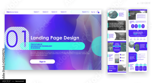 Landing Page Design from Website. Web UI UX Design. Business Social Economy Blog, Services, Products Company, Corporate User Interface Template