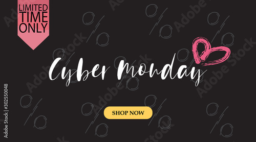 Advertising sale in honor of Cyber Monday.Colorful vector banner as promotion of special offer of discounts to the event. Attractive online trading poster.