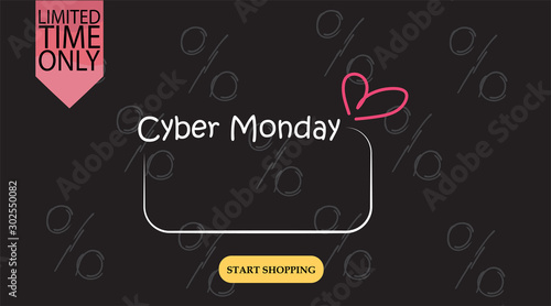 Advertising sale in honor of Cyber Monday.Colorful vector banner as promotion of special offer of discounts to the event. Attractive online trading poster.