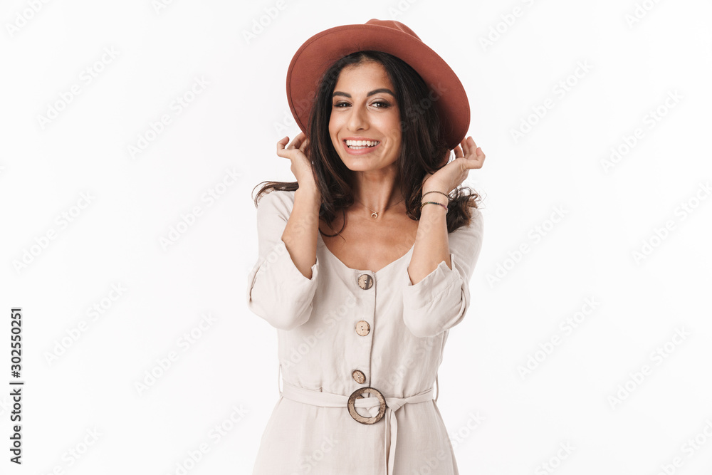 Beautiful lovely young brunette woman wearing summer dress Beautiful lovely young brunette woman wearing summer dress