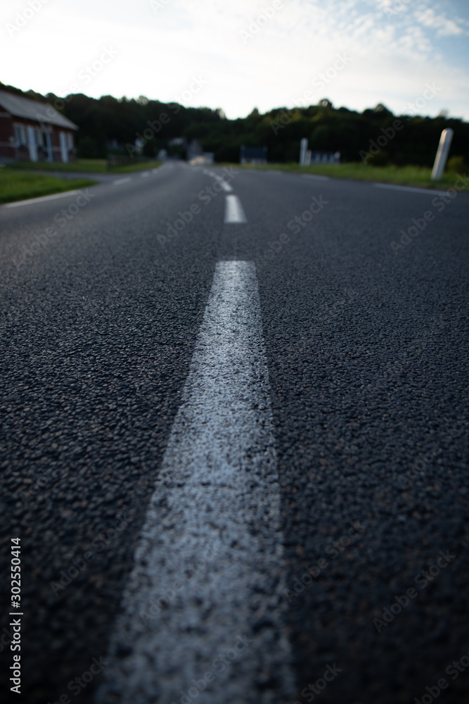 detail of the road white lines