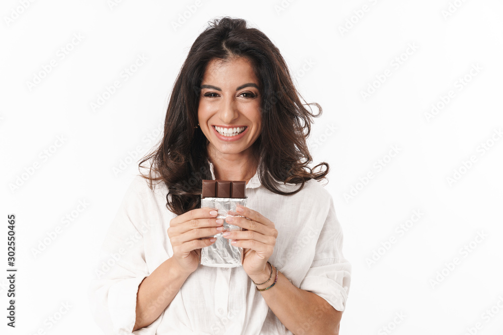 Beautiful cheerful young brunette woman Beautiful cheerful young brunette woman