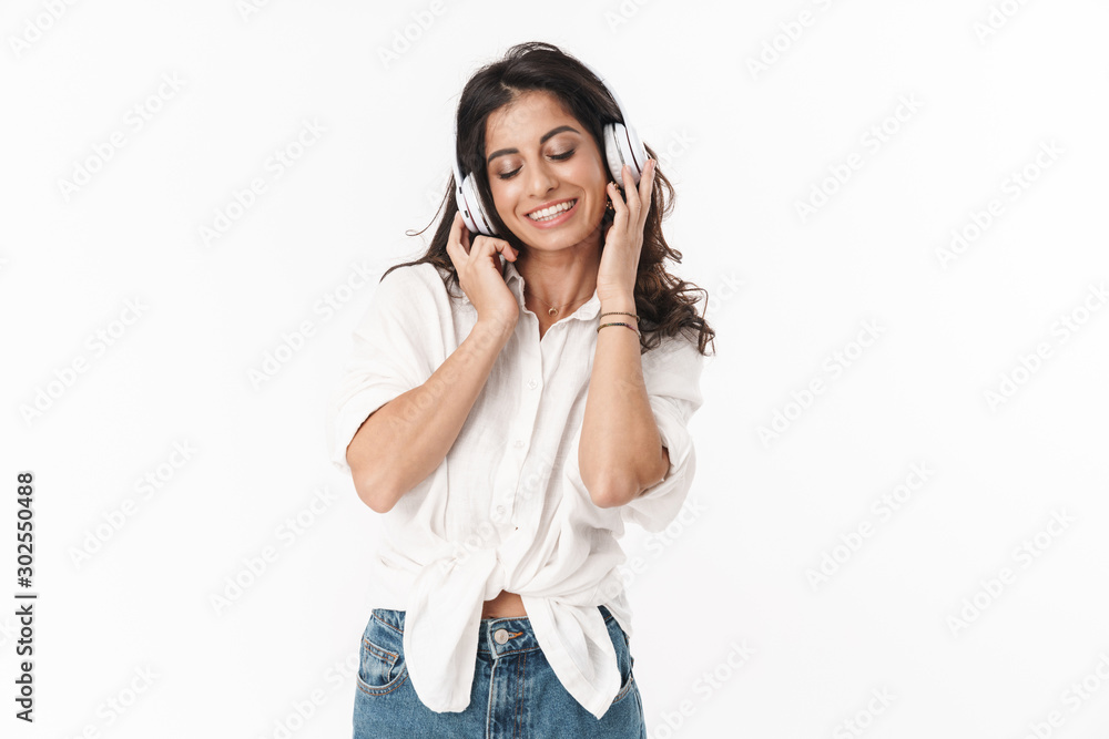 Beautiful cheerful young brunette woman Beautiful cheerful young brunette woman
