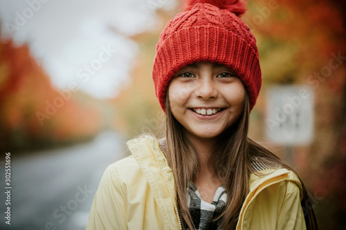 Portrait of little girl during autumn