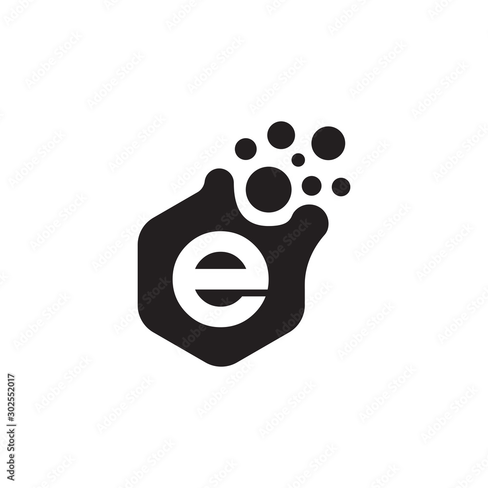 E dots logo design template. Hexagon E icon. E Letter logo. E dots logo design template. Hexagon E icon. E Letter logo.