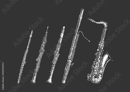 Woodwind musical instruments set