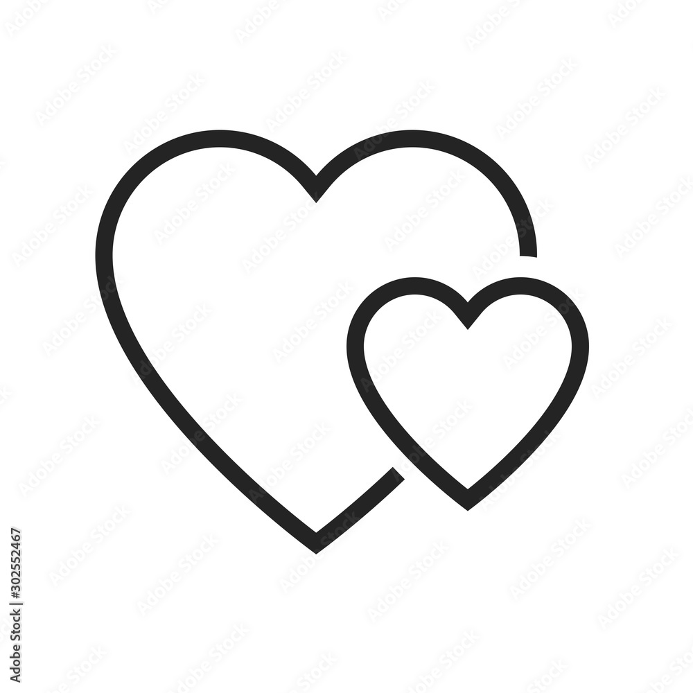 Love Hearts Vector Flat Outline Icon