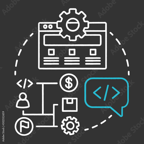 Smoke testing chalk concept icon. Software development stage idea thin line illustration. Build verification testing. Application programming. IT project idea. Vector isolated chalkboard illustration