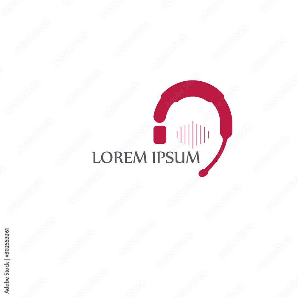 Headphones microphone music sound waves radio vector image Headphones microphone music sound waves radio vector image