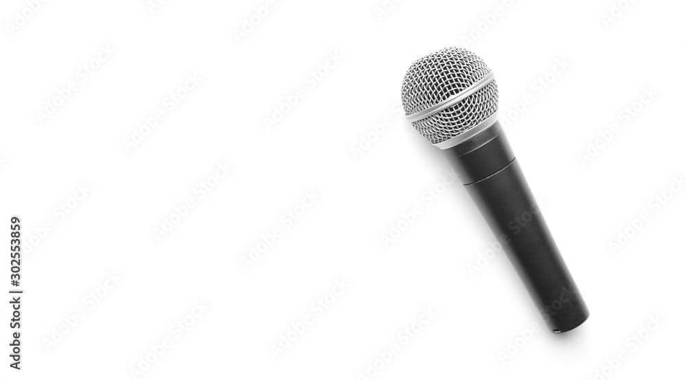 Modern microphone on white background Modern microphone on white background