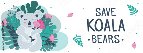 Save the koalas. Cute vector illustration.