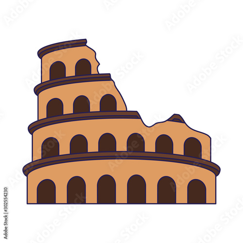 Roman colosseum icon, flat design