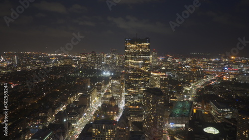 a night shot of boston from the prudential tower