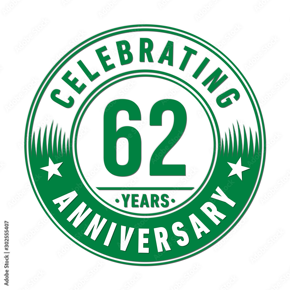62 years anniversary celebration logo template. Vector and illustration. 62 years anniversary celebration logo template. Vector and illustration.