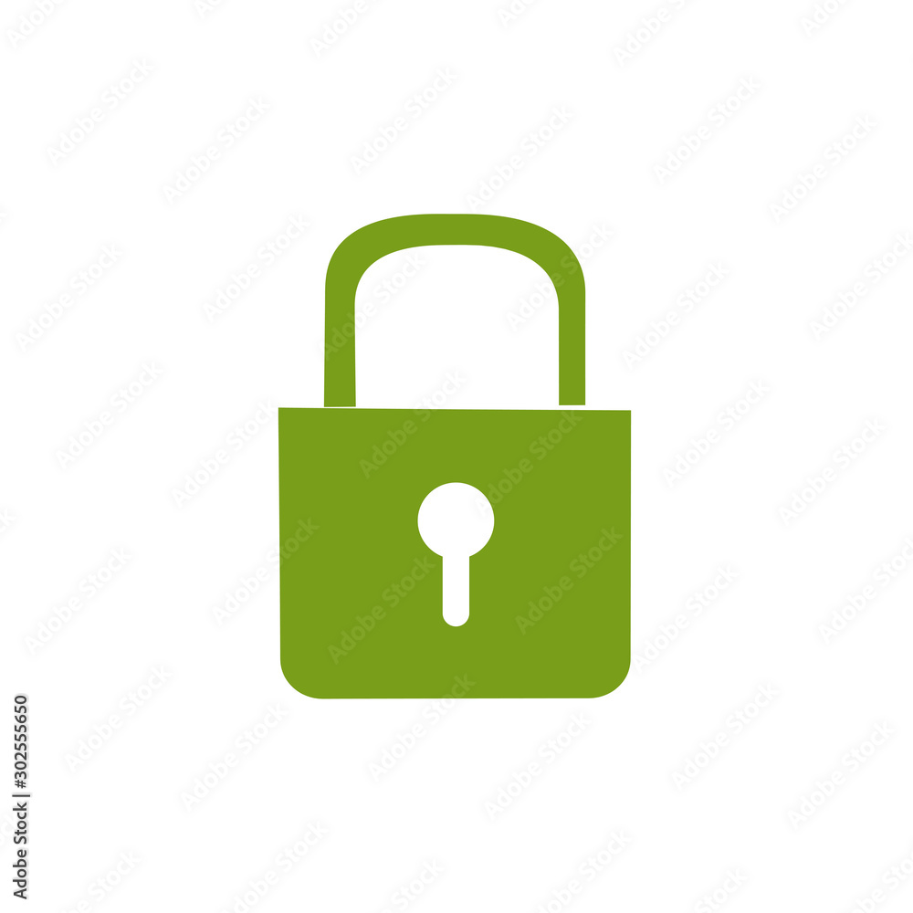 Isolated padlock icon green silhouette design Isolated padlock icon green silhouette design