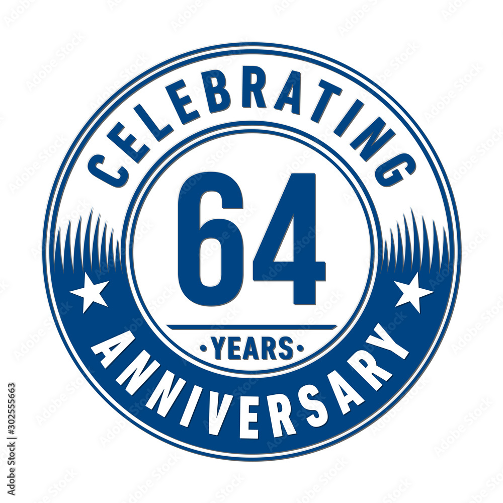 64 years anniversary celebration logo template. Vector and illustration. 64 years anniversary celebration logo template. Vector and illustration.