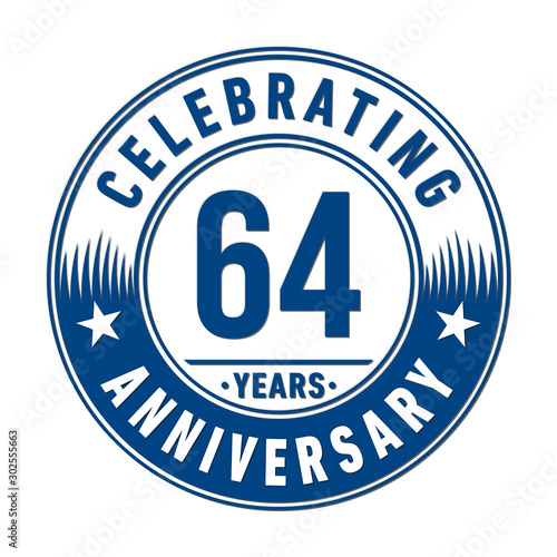 64 years anniversary celebration logo template. Vector and illustration.