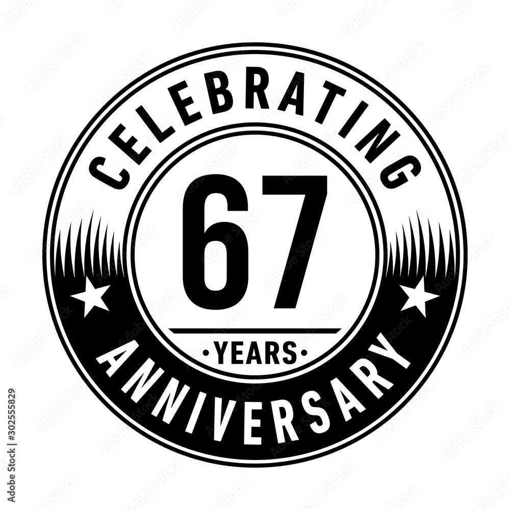 67 years anniversary celebration logo template. Vector and illustration.