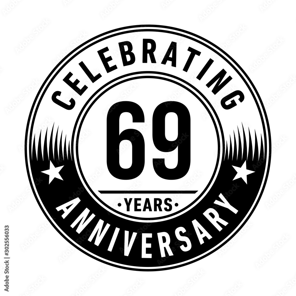 69 years anniversary celebration logo template. Vector and illustration.
