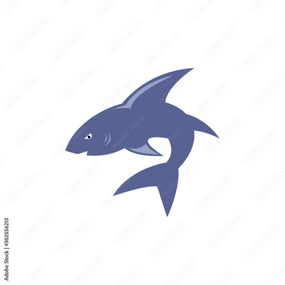 Shark logo template. A cute shark front face, diving School , scuba club, Snorkeling equipment shop