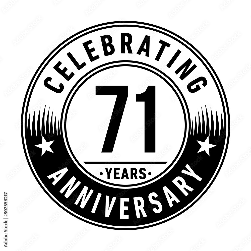 71 years anniversary celebration logo template. Vector and illustration.