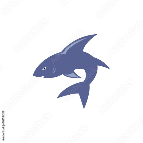 Shark logo template. A cute shark front face  diving School   scuba club  Snorkeling equipment shop