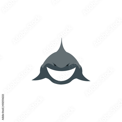 Shark logo template. A cute shark front face, diving School , scuba club, Snorkeling equipment shop