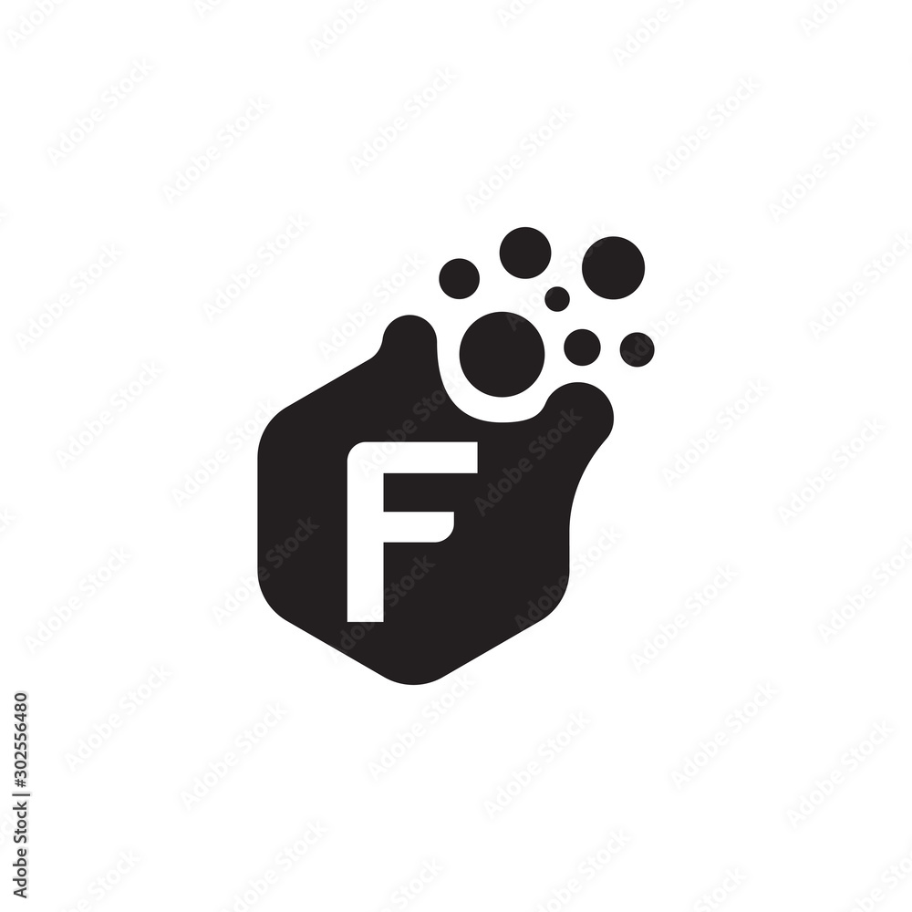 F dots logo design template. Hexagon F icon. F Letter Logo Vector. F dots logo design template. Hexagon F icon. F Letter Logo Vector.