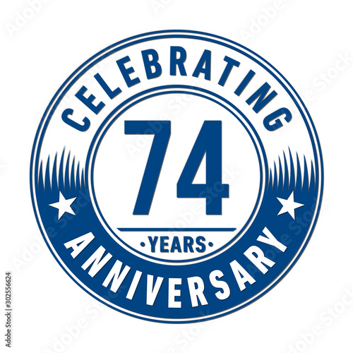 74 years anniversary celebration logo template. Vector and illustration.