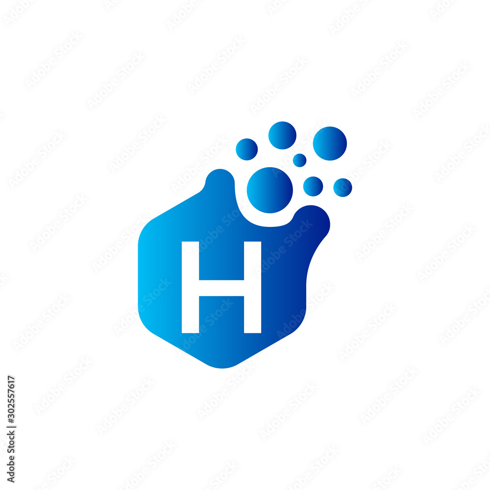 H dots logo design template. Hexagon H icon. H Letter Logo Vector. H dots logo design template. Hexagon H icon. H Letter Logo Vector.