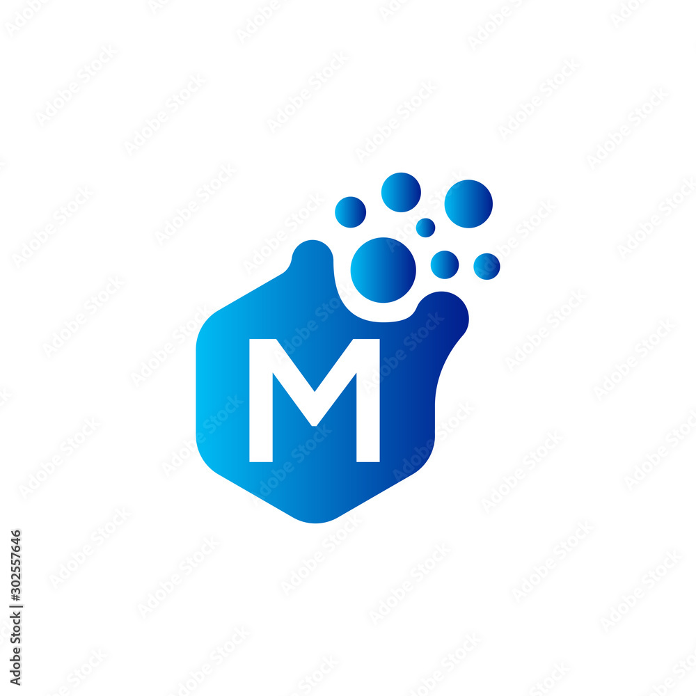 M dots logo design template. Hexagon M icon. M Letter Logo Vector. M dots logo design template. Hexagon M icon. M Letter Logo Vector.