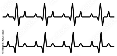 Heartbeat line set. EKG. Vector