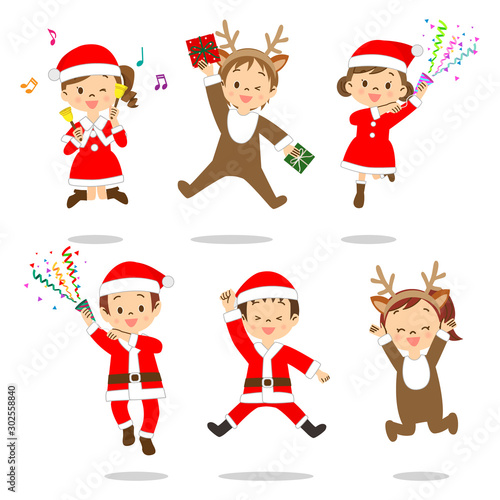 クリスマス　子供たち　ジャンプ