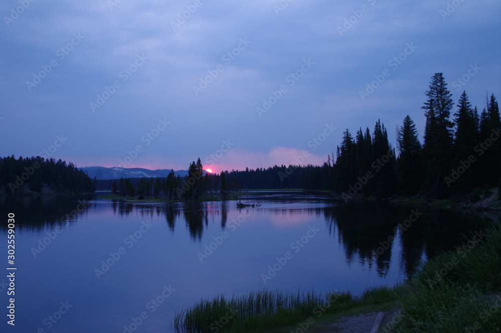 sunset on lake