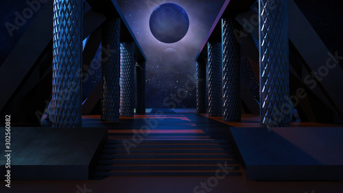 Space environment, ready for comp of your characters.3D rendering