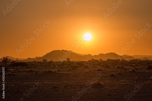 Sunset at the Namib desert plains, Namibia, Africa