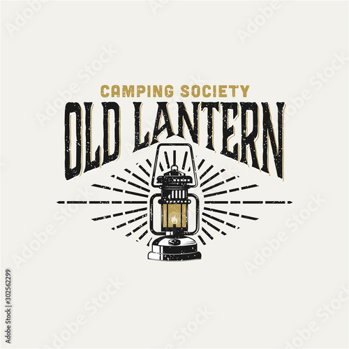 Old lantern badge logo design inspiration for camping. Lantern logo design