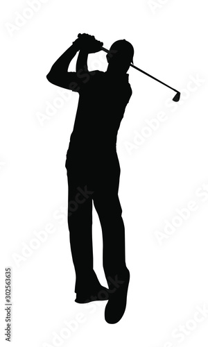  Golfer Vector Silhouettes.Abstract vector illustration of golfer