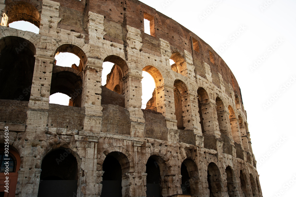 ancient arch archaeology of Colosseum construction landmark of tourist Europe destination  in Rome Italy