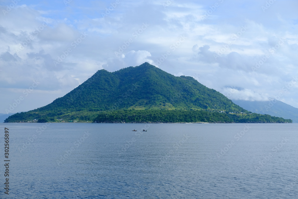 Indonesia Alor - seascape and vulcano in background