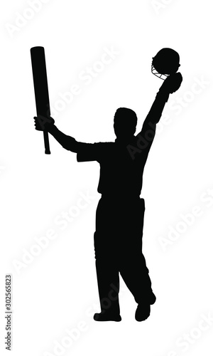 Batsman playing cricket Sport Silhouette - Cricket Batsman hitting ball.