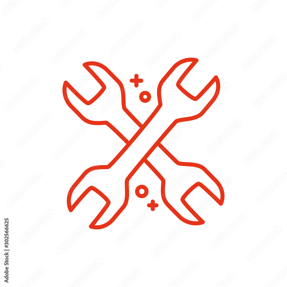Isolated construction wrench icon line design Isolated construction wrench icon line design