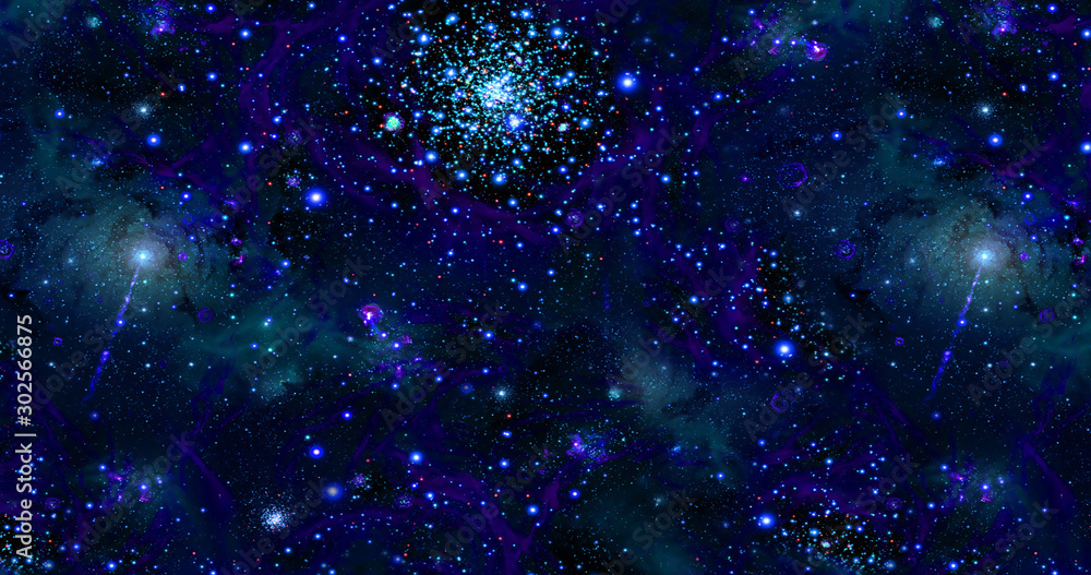 background of abstract galaxies with stars and planets with deep blue sea motifs of the universe night light space