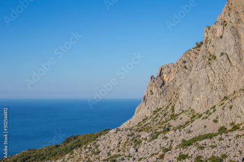 View of the mountains and the sea from the foros temple. Crimea.