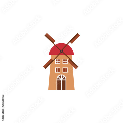 Isolated farm house windmill icon flat design