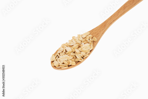oatmeal in spoon with white background