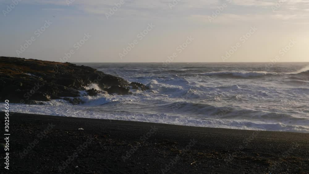 Iceland Beautiful Black Sand Beach Ocean Shoreline On Sunny Day 1 Iceland Beautiful Black Sand Beach Ocean Shoreline On Sunny Day 1