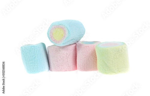 colorful marshmallows candy  on white background