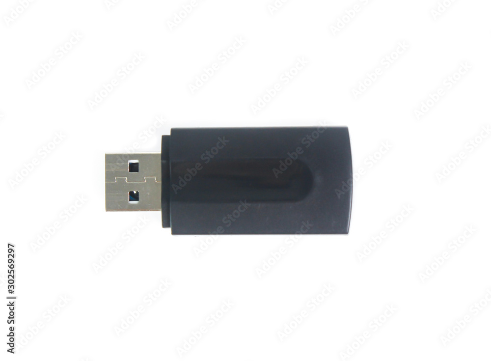 Black USB memory stick isolated on white background Black USB memory stick isolated on white background